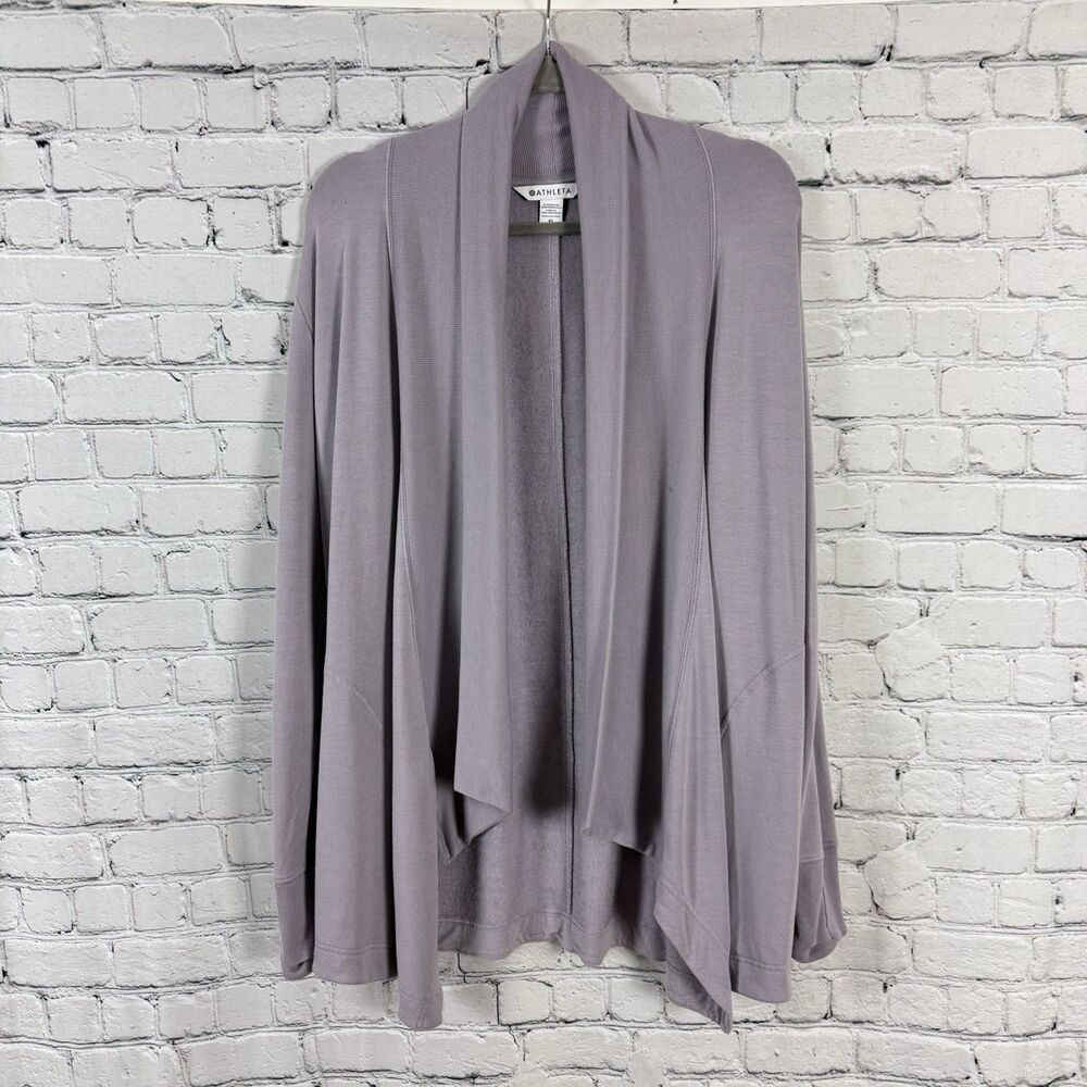 Athleta Pranayama Wrap Cardigan Purple Lilac Athleisure Open Front Women XS